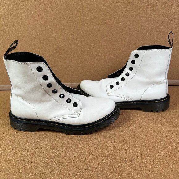 Dr. Martens Shoes - Dr Martens Luana White Combat Lace Up Boot Womens Size 9 - No Laces